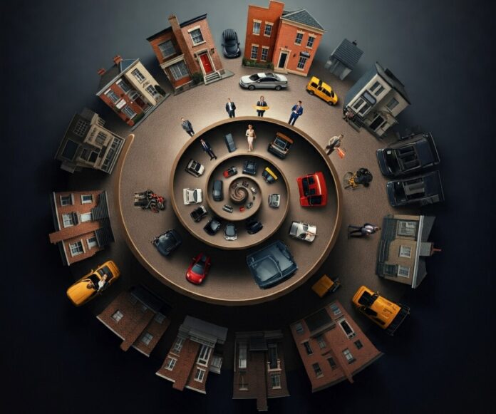 A computer generated image representing the twisting and turning property market