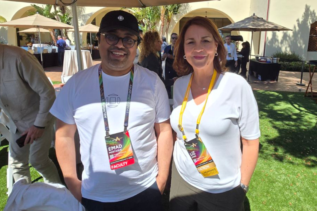 Emad Mostaque and Liz Symms