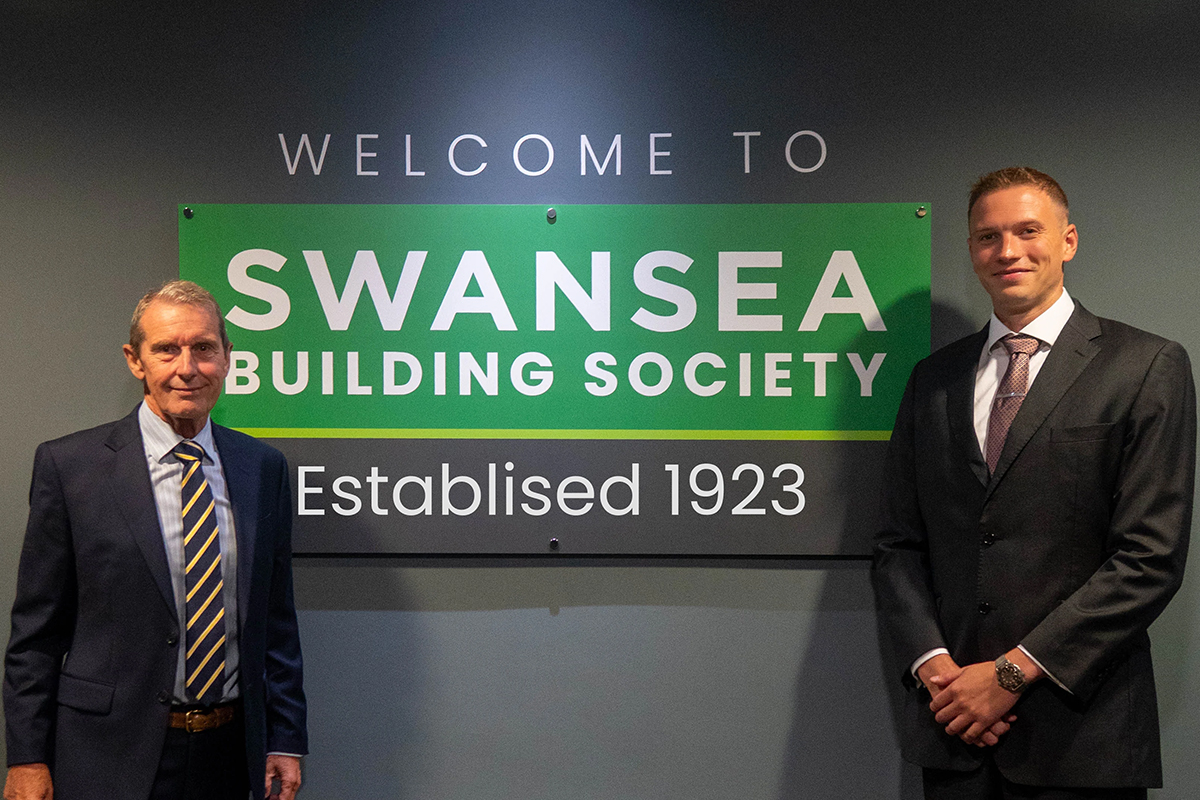Stephen Maddock, chair of Swansea Building Society, with Martin Breach, NED